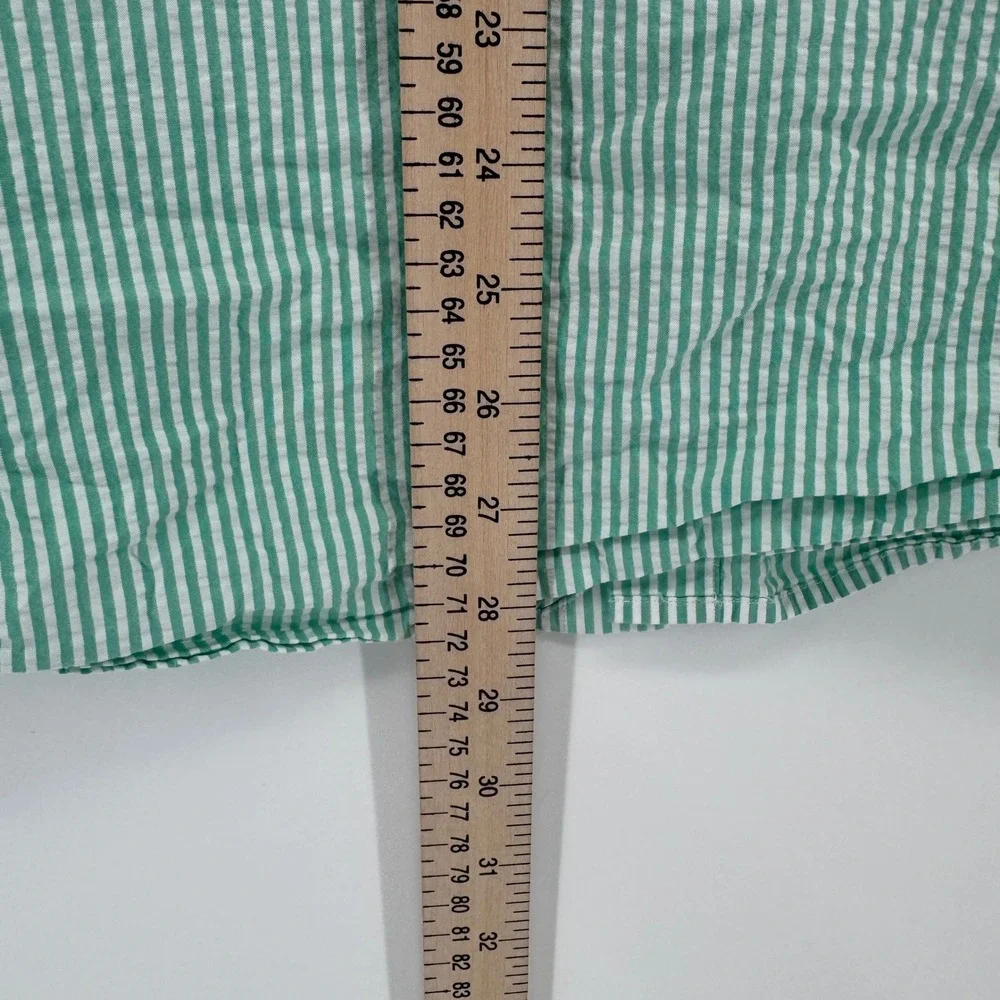 Polo Ralph Lauren Mens XL Custom Fit Green White Striped Seersucker Shirt SS